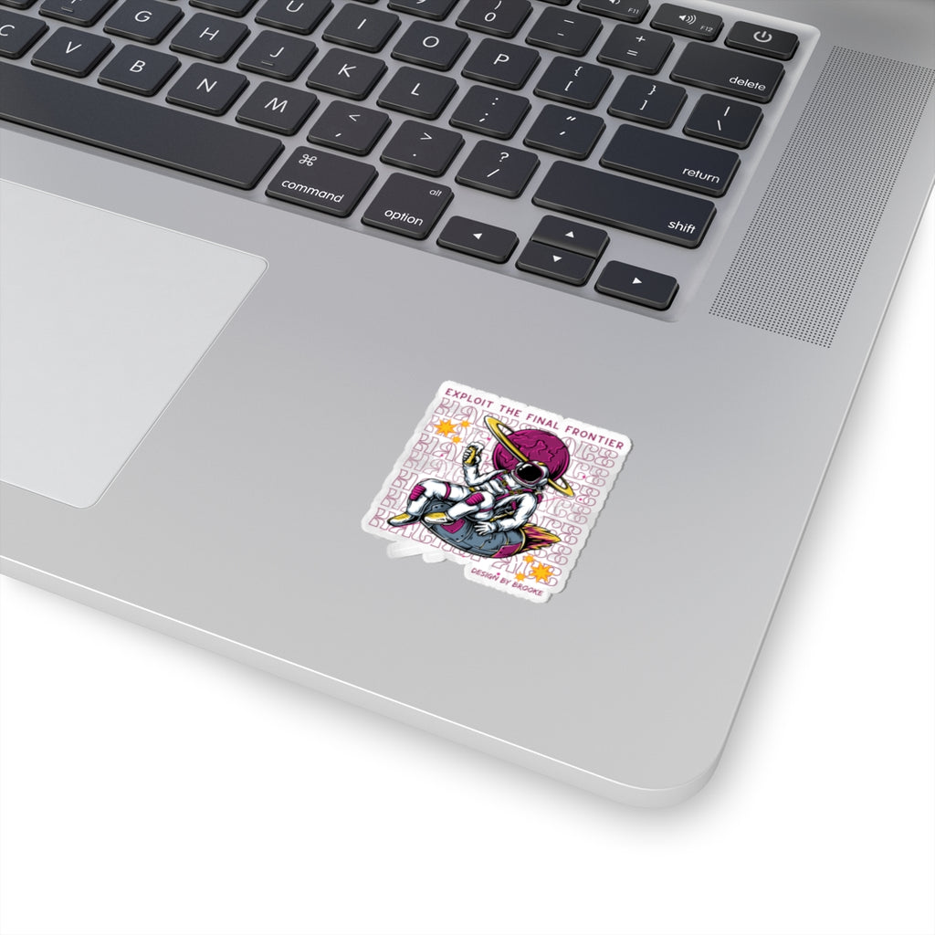 Astronaut Hacker Vinyl Stickers (Square) — "Exploit the Final Frontier" Retro Space