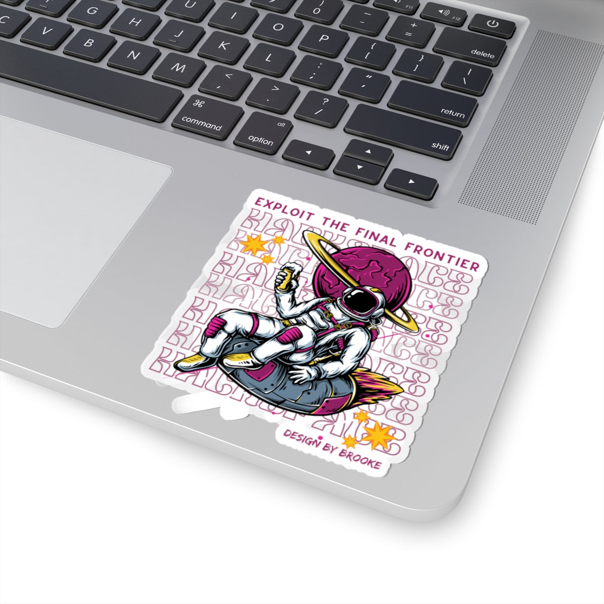 Astronaut Hacker Vinyl Stickers (Square) — "Exploit the Final Frontier" Retro Space