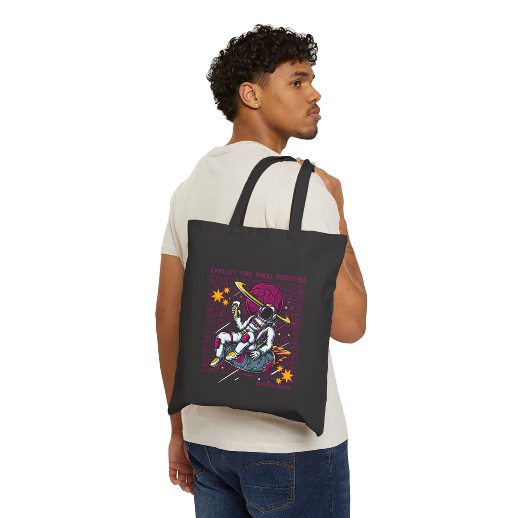 Astronaut Tote Bag — "Exploit the Final Frontier" Retro Space