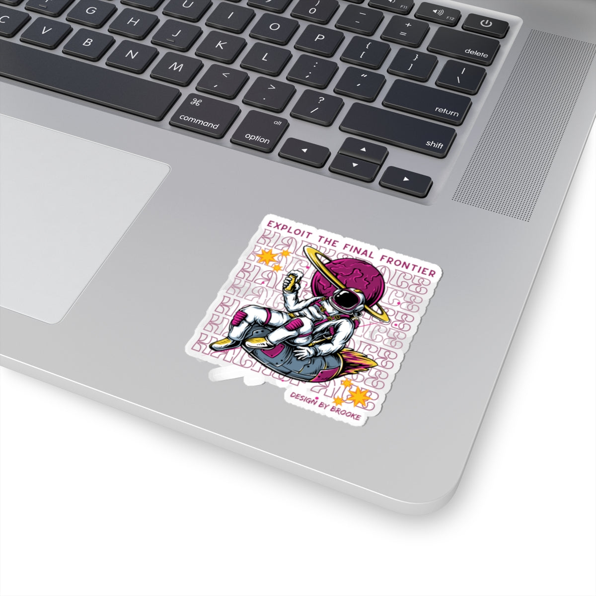 Astronaut Hacker Vinyl Stickers (Square) — "Exploit the Final Frontier" Retro Space