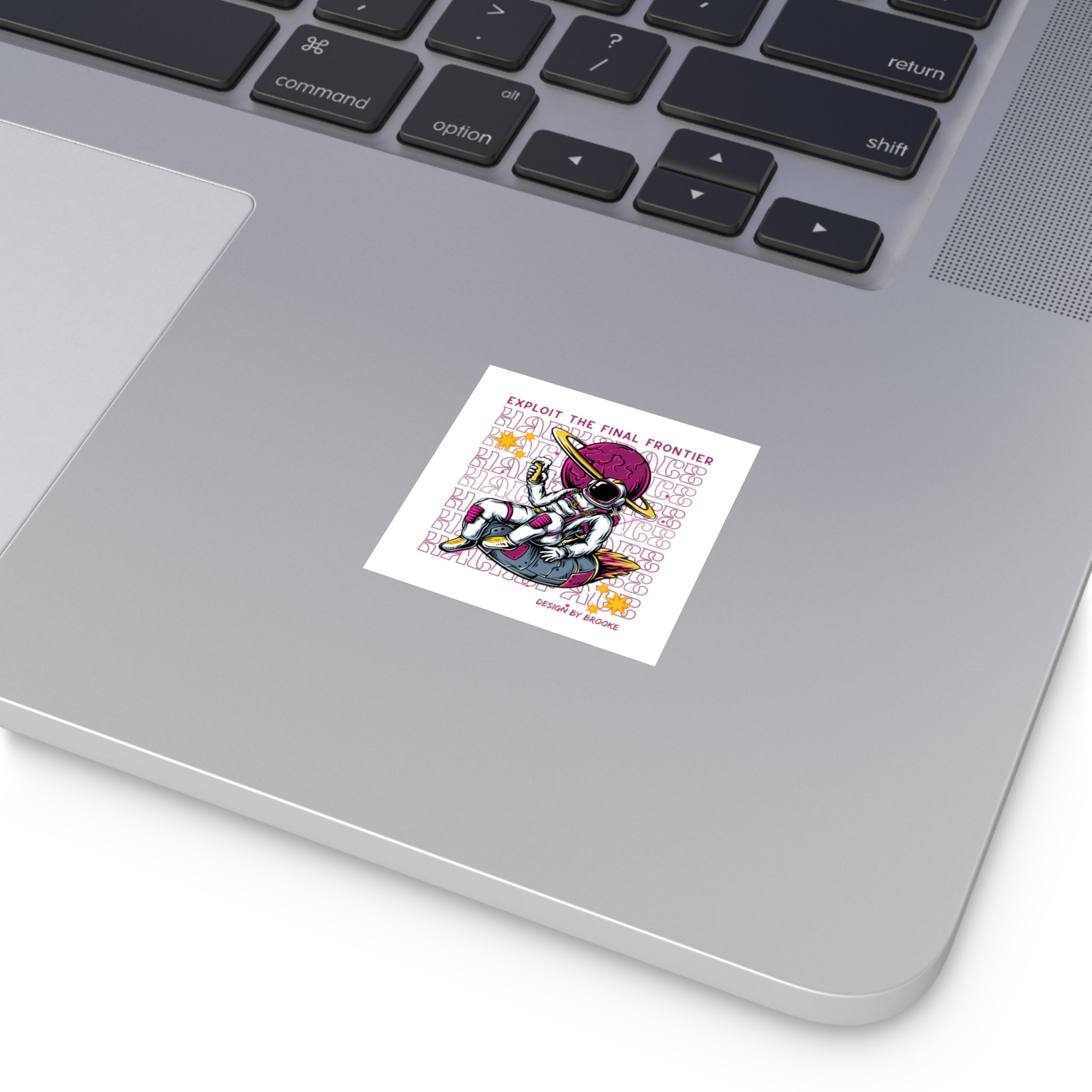 Astronaut Hacker Vinyl Stickers (Square) — "Exploit the Final Frontier" Retro Space
