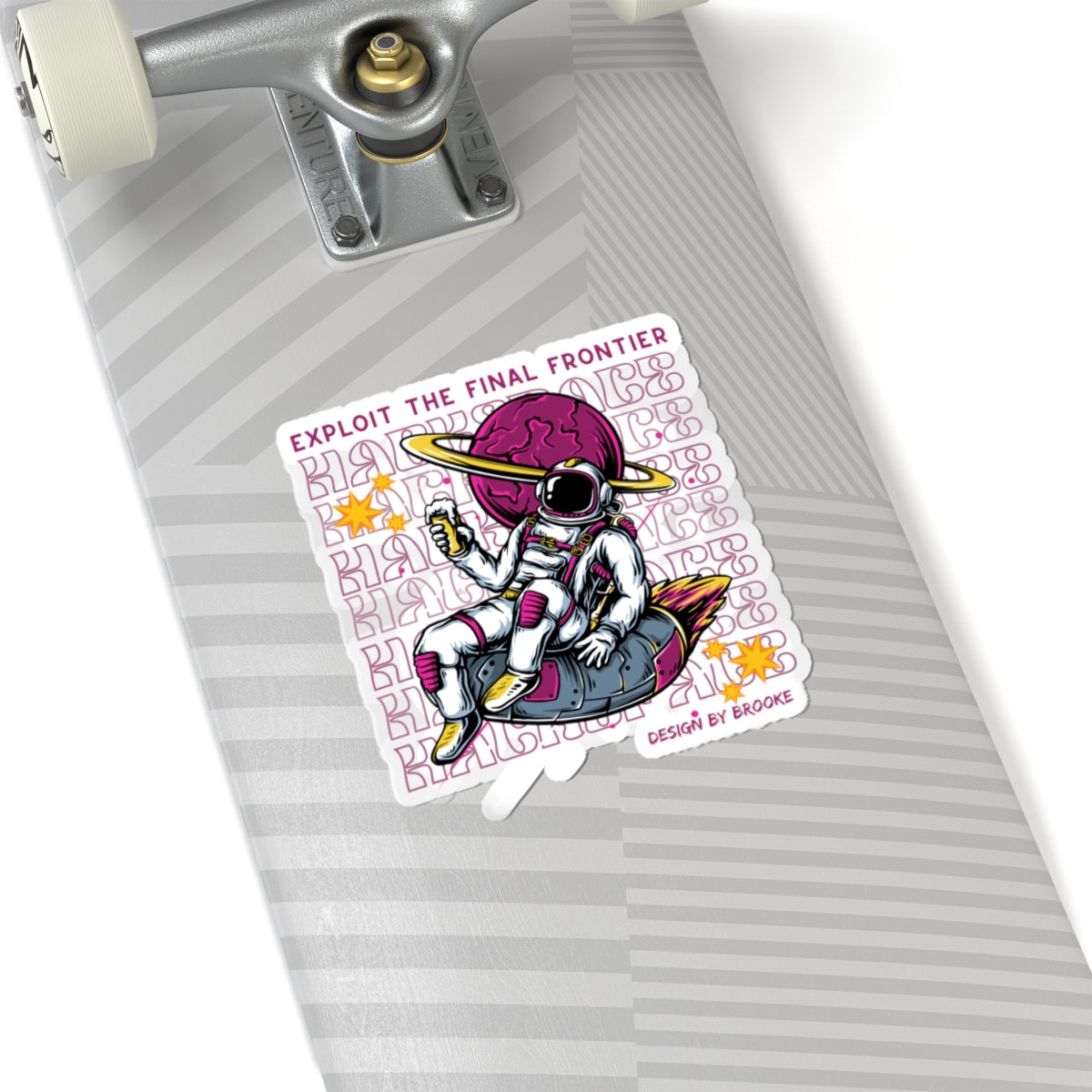Astronaut Hacker Vinyl Stickers (Square) — "Exploit the Final Frontier" Retro Space